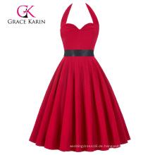 Grace Karin Schatz Backless Halter Nylon-Baumwolle 50S Retro Vintage Red Party Kleid CL008950-2